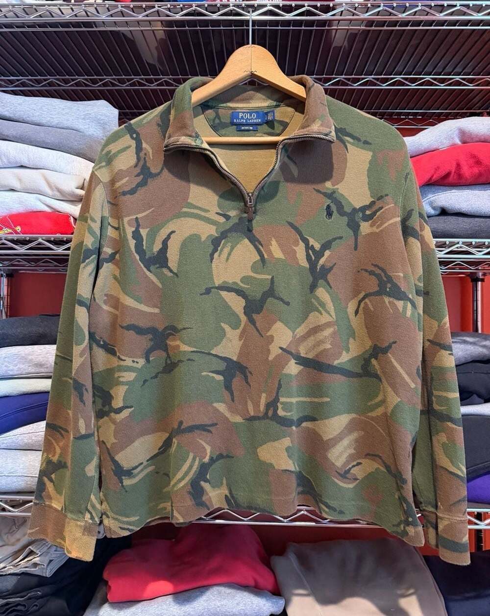 Polo Ralph Lauren Estate Rib Quarter Zip Camouflage Sweater Mens Large